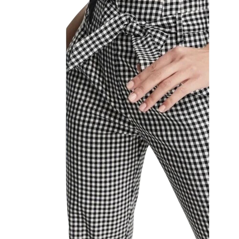 Joie Black & White Gingham Tie-Waist Cropped Pants size 12